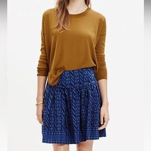 Madewell Silk Skyline Mini Skirt in Blue Geometric Stripe Size 10